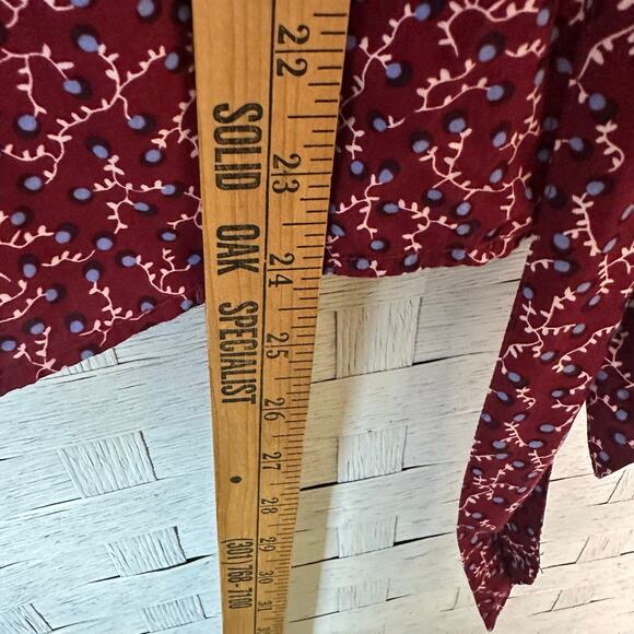 Talbots Women’s blouse wrap side tie floral burgundy fall feminine academia - Picture 7 of 9
